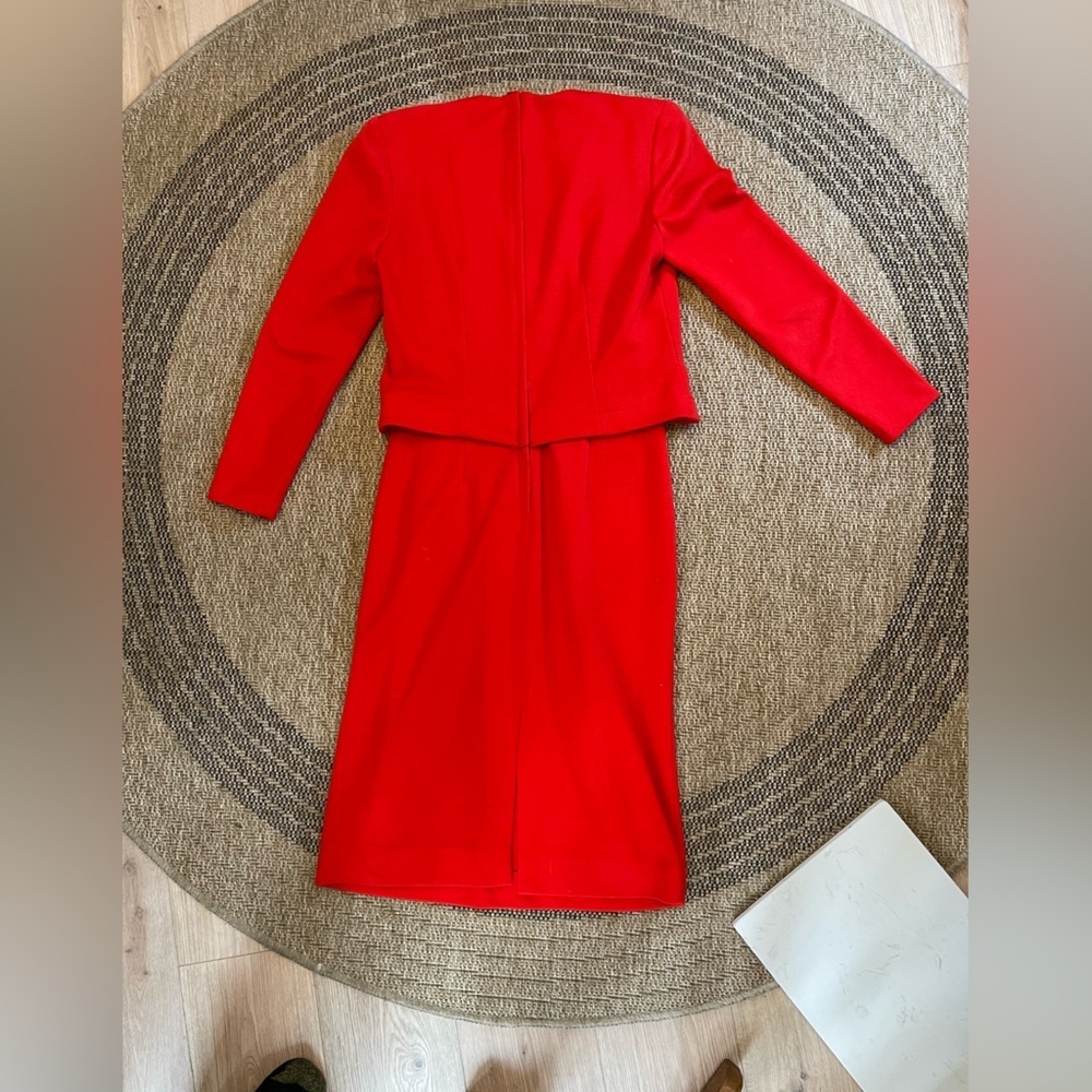 Vintage red Caron Chicago Red Long Sleeve Dress size 10 - Picture 3 of 11
